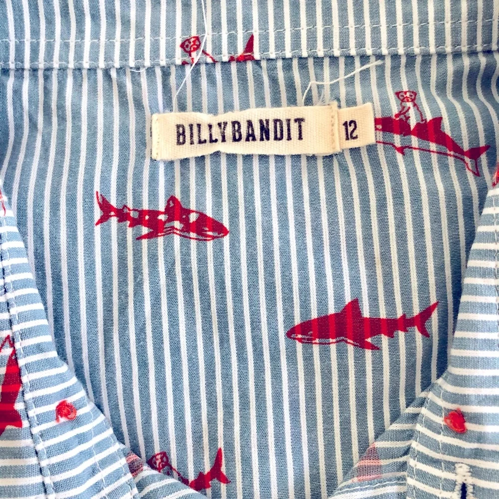 Billy Bandit striped shark print button down, boys 12 - Picture 4 of 4